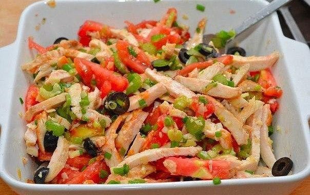Салат из курицы с оливками Салат из курицы с оливками