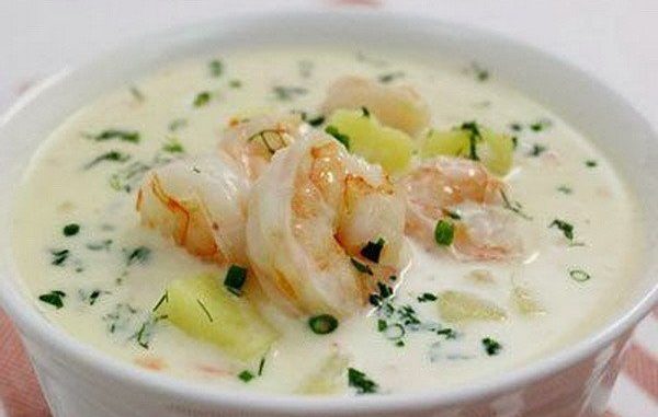 сырный суп с креветками