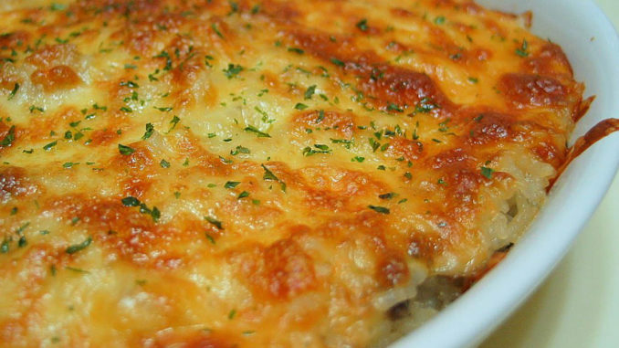 Запеканка с рисом и грибами