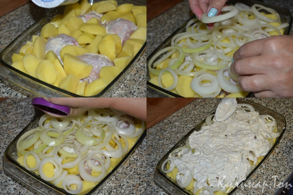 Картофель с курицей в духовке