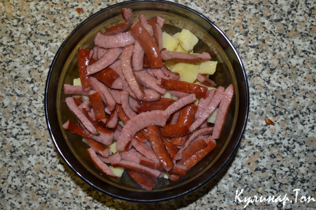 Картофельный салат с колбасками Картофельный салат с колбасками
