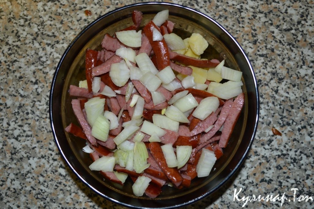 Картофельный салат с колбасками Картофельный салат с колбасками