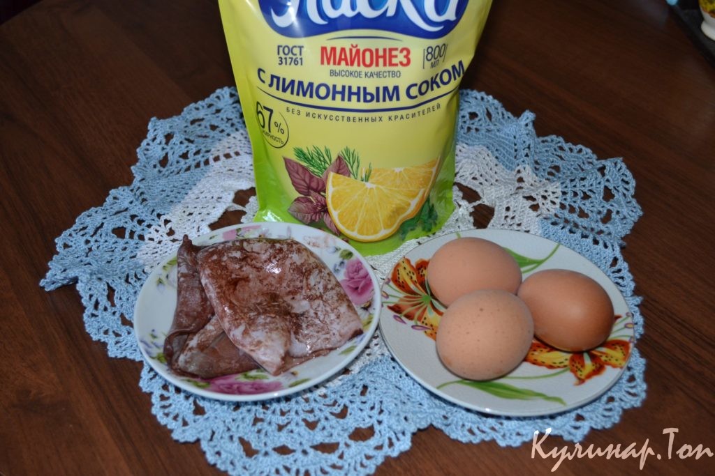 Салат из яиц с кальмарами