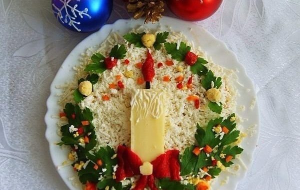 Новогодний салат «Свеча»
