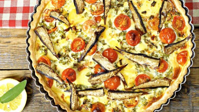 Пицца со шпротами и маринованными грибами