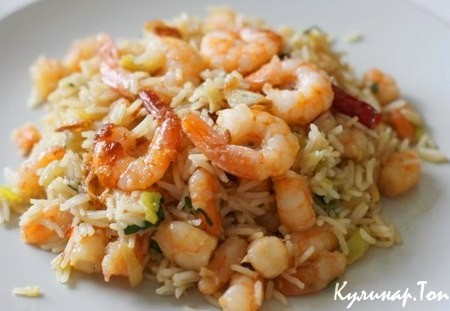 Чесночный рис с креветками Чесночный рис с креветками