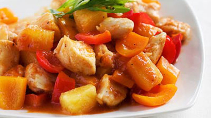 Курица с овощами в кисло-сладком соусе