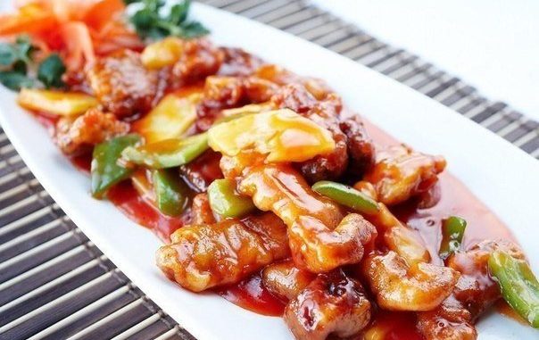 Мясо по-китайски в кисло-сладком соусе