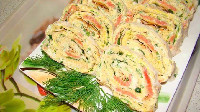 Рулетики из лаваша с треской