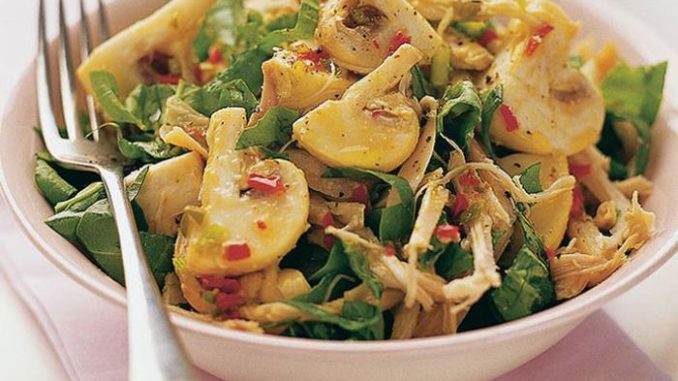 Салат из запеченной курицы с грибами