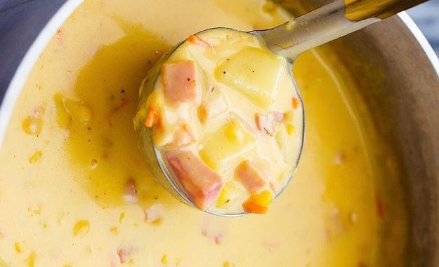 Сырный суп с картофелем и ветчиной