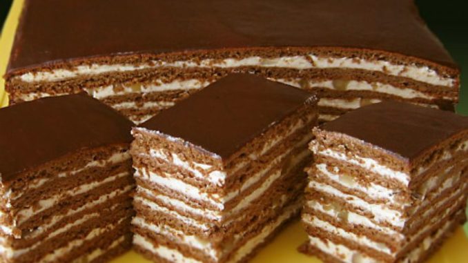 Торт медово-шоколадный с орехами