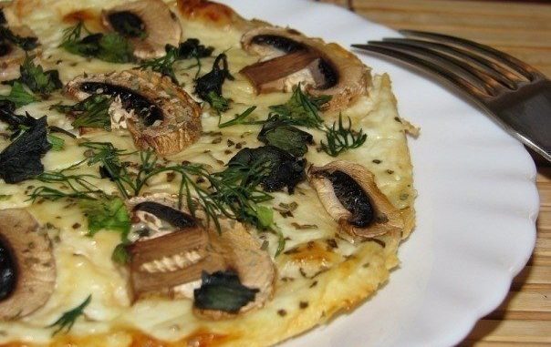 Творожно-сырная запеканка с шампиньонами и помидорами