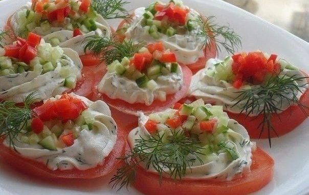Закуска из томатов с творогом Закуска из томатов с творогом