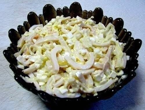 салат из кальмаров Русалочка