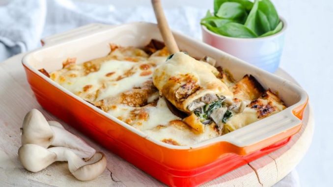 Блинчики с грибами, шпинатом и сыром Блинчики с грибами, шпинатом и сыром