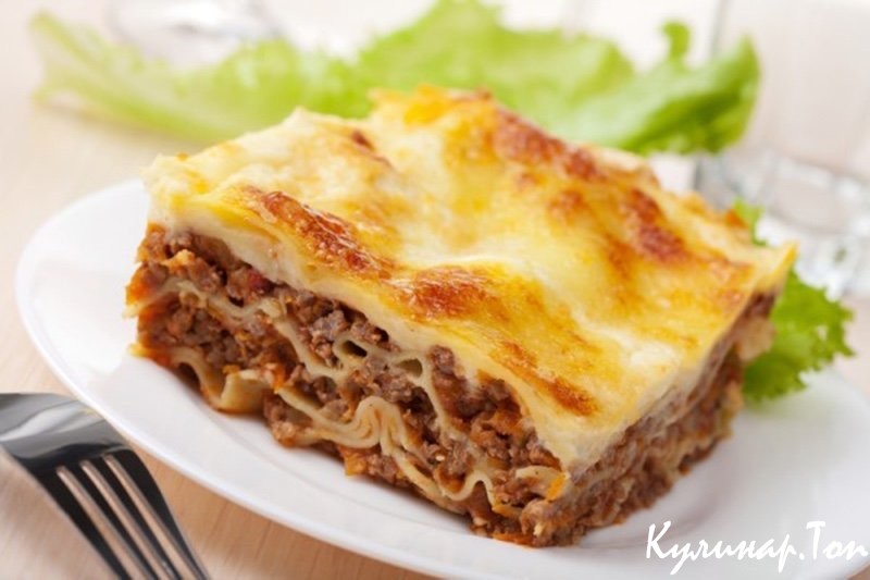 Лазанья с мясным фаршем и сыром