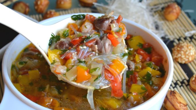 Овощной суп с куриным сердцем Овощной суп с куриным сердцем