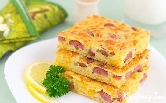Пирог с сыром и сосисками Пирог с сыром и сосисками