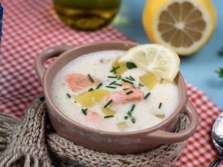 Сливочный суп с лососем и картофелем