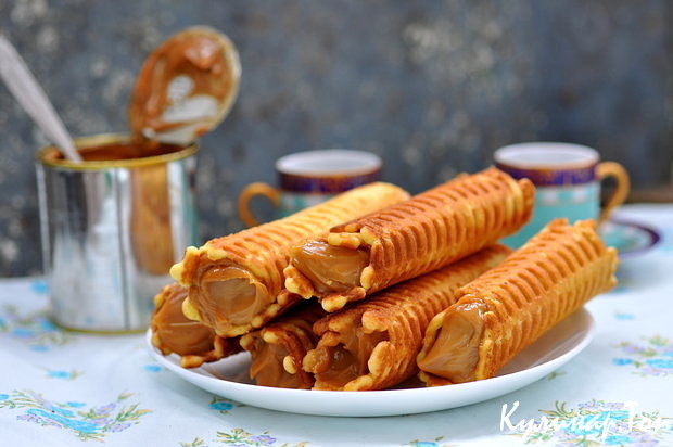 Вафельные трубочки со сгущенкой