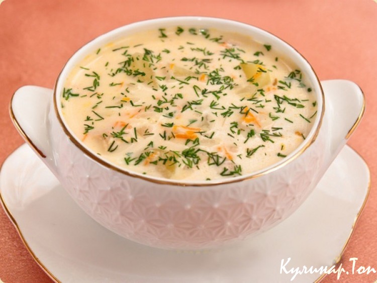 Английский куриный суп с плавленым сыром