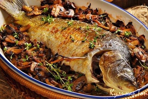Карп, запеченный с грибами Карп, запеченный с грибами