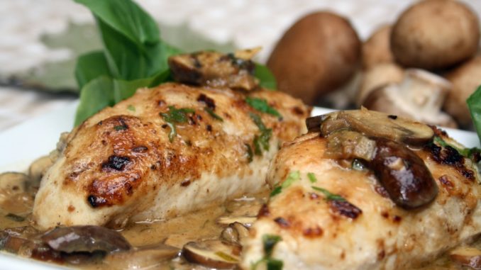 Куриные грудки с шампиньонами