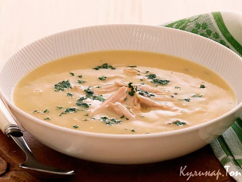 Куриный суп-пюре с рисом и грибами