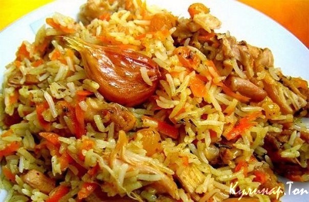 Плов с курицей и грибами