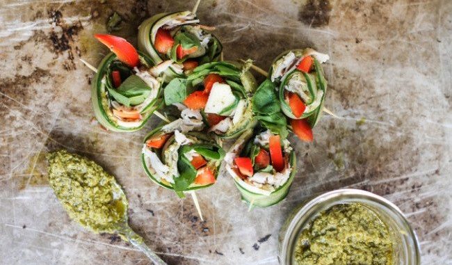 Закуска с огурцом и копченой индейкой Закуска с огурцом и копченой индейкой