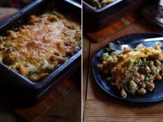 Запеканка из пасты с горошком и фасолью