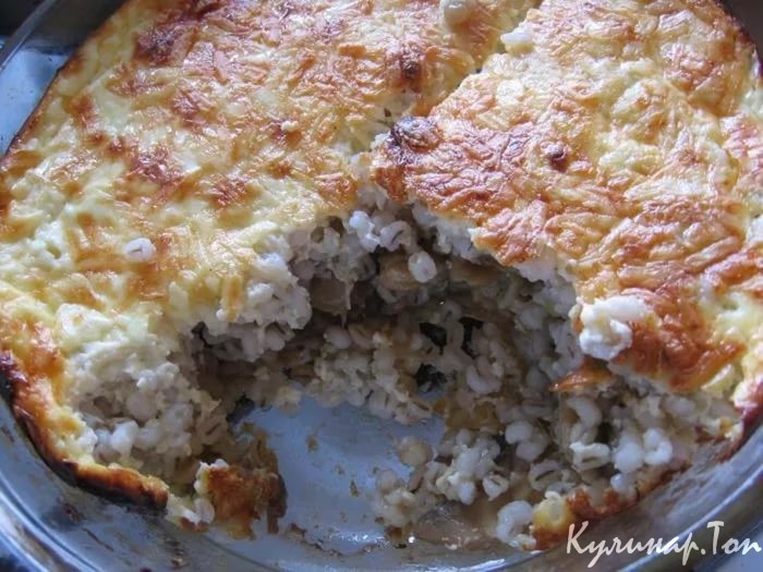 Запеканка перловая с грибами
