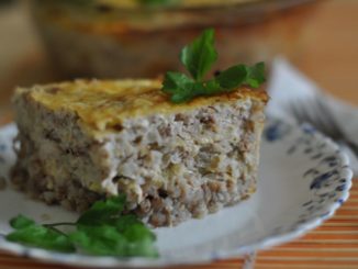 Запеканка с куриным фаршем и гречкой