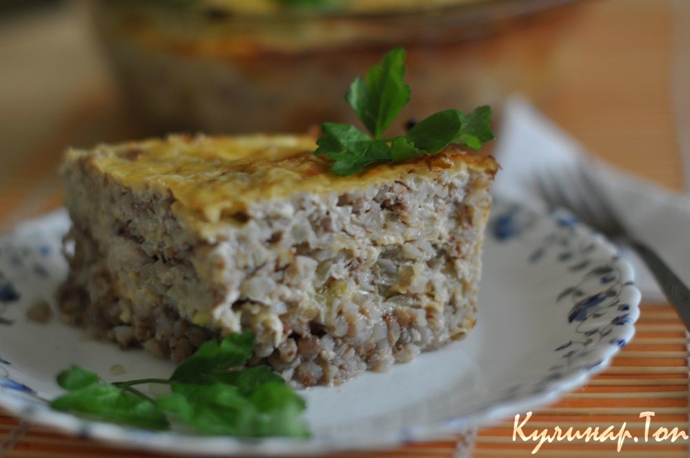 Запеканка с куриным фаршем и гречкой
