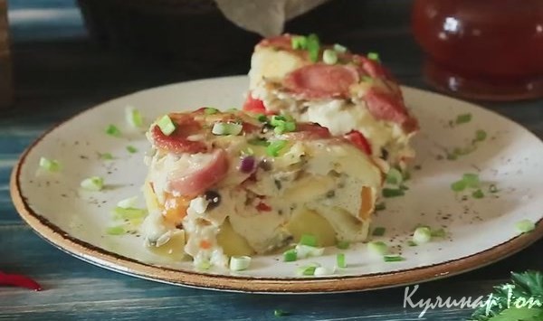 Запеканка с овощами и сосисками Запеканка с овощами и сосисками
