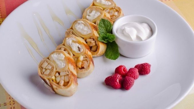 Блины с творогом и фруктами Блины с творогом и фруктами