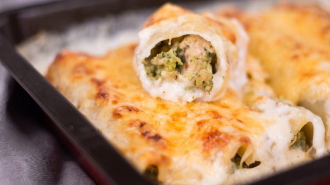 Каннеллони с курицей и песто из брокколи Каннеллони с курицей и песто из брокколи