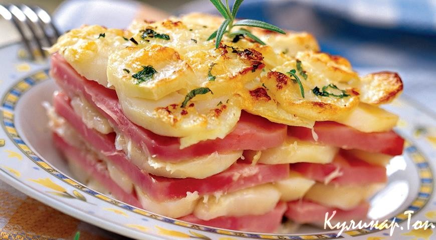 Картофельная запеканка с ветчиной