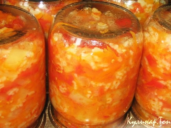 Консервированный салат из капусты с рисом