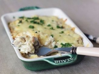 Куриное филе с грибами в кефире