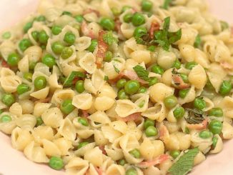 Паста с беконом и горохом