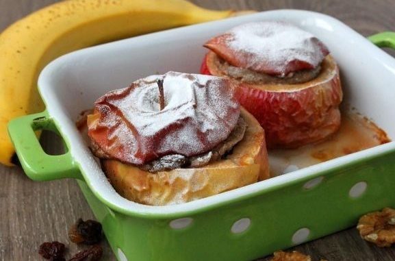 Печеные яблоки, фаршированные бананом Печеные яблоки, фаршированные бананом