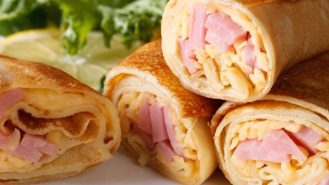 Блинчики с ветчиной и сыром Блинчики с ветчиной и сыром