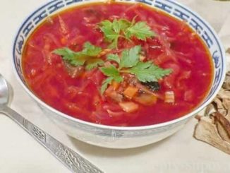 Борщ постный с грибами и квашеной капустой