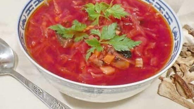 Борщ постный с грибами и квашеной капустой Борщ постный с грибами и квашеной капустой