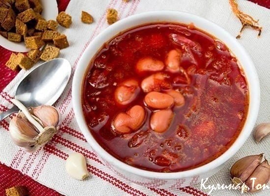 Деревенский борщ с фасолью