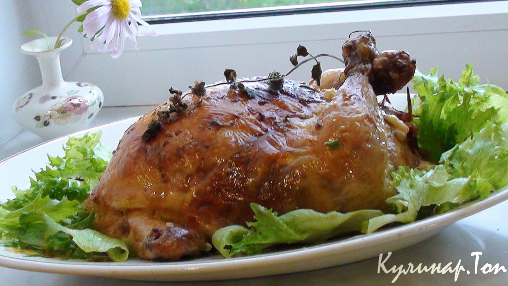 Фаршированная курица без костей
