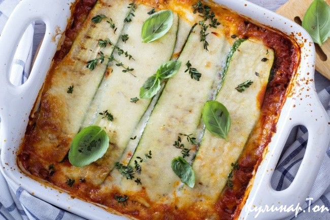 Лазанья с кабачками и шампиньонами