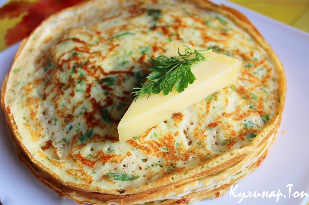 Сырные блины с зеленью